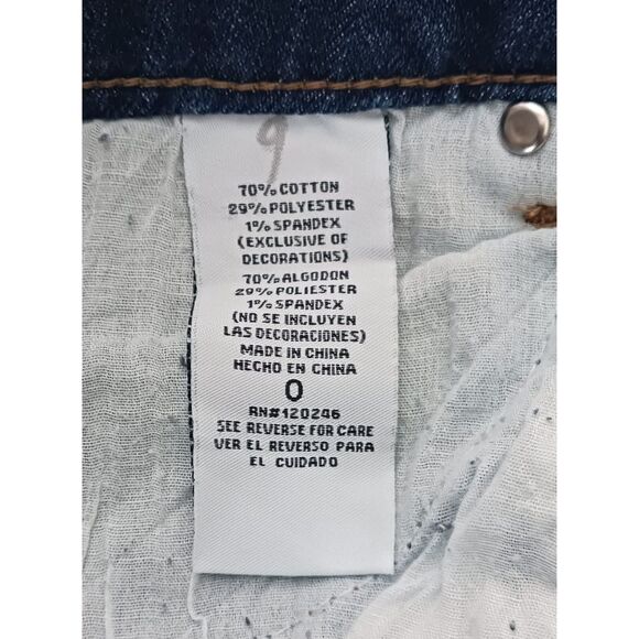 Vintage Truce Distressed Dark Wash Bejeweled Denim Y2K Jean Mini Skirt Sz 0 - Picture 7 of 8